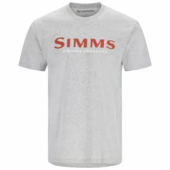 Simms Logo T Shirt -Simms || Orvis || Patagonia Sales 2023 191 simms logo t shirt grey heather crimson 01 scaled