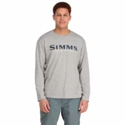 Simms Logo LS T-Shirt -Simms || Orvis || Patagonia Sales 2023 222 simms logo ls t shirt grey heather 02 scaled