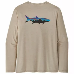 Patagonia Mens Longsleeve Cap Cool Daily Fish Graphic Shirt -Simms || Orvis || Patagonia Sales 2023 231 patagonia mens longsleeve cap cool daily fish graphic shirt fitz roy tarpon pumice x dye 01