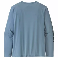 Patagonia Mens Longsleeve Cap Cool Daily Fish Graphic Shirt -Simms || Orvis || Patagonia Sales 2023 231 patagonia mens longsleeve cap cool daily fish graphic shirt text logo light plume grey 02