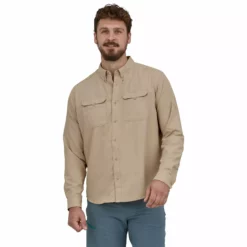 Patagonia Men's Self Guided Hike Shirt Long Sleeve -Simms || Orvis || Patagonia Sales 2023 231 patagonia mens self guided hike shirt long sleeve oar tan 04