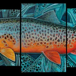 DeYoung 4 Panel Brown Teal Canvas Print