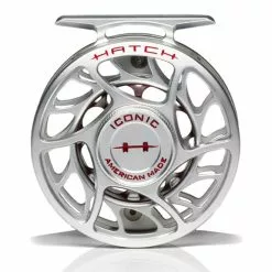 Hatch Iconic 3 Plus Fly Reel -Simms || Orvis || Patagonia Sales 2023 Iconic3PlusReelClearRedLargeArborFront