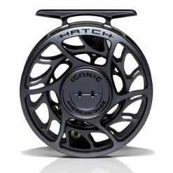 Hatch Iconic 3 Plus Fly Reel -Simms || Orvis || Patagonia Sales 2023 Iconic3PlusReelGreyBlackLargeArborFront