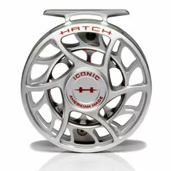 Hatch Iconic 5 Plus Fly Reel -Simms || Orvis || Patagonia Sales 2023 Iconic5PlusReelClearRedLargeArborFront
