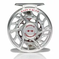 Hatch Iconic 5 Plus Fly Reel -Simms || Orvis || Patagonia Sales 2023 Iconic5PlusReelClearRedMidArborFront