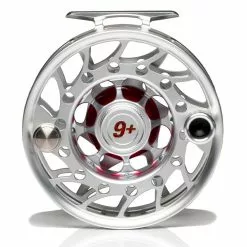 Hatch Iconic 9 Plus Fly Reel -Simms || Orvis || Patagonia Sales 2023 Iconic9PlusReelClearRedMidArborBack