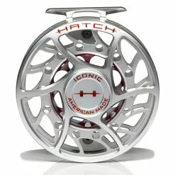 Hatch Iconic 9 Plus Fly Reel -Simms || Orvis || Patagonia Sales 2023 Iconic9PlusReelClearRedMidArborFront
