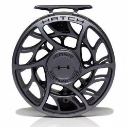 Hatch Iconic 9 Plus Fly Reel -Simms || Orvis || Patagonia Sales 2023 Iconic9PlusReelGreyBlackLargeArborFront