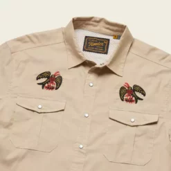 Howler Brothers Gaucho Snapshirt Sale -Simms || Orvis || Patagonia Sales 2023 S23 LS Shirts Gaucho Frigates Dijon Oxford Flat Angle