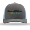 TCO Fly Shop Hat Trucker - Charcoal/Columbia Blue -Simms || Orvis || Patagonia Sales 2023 blue