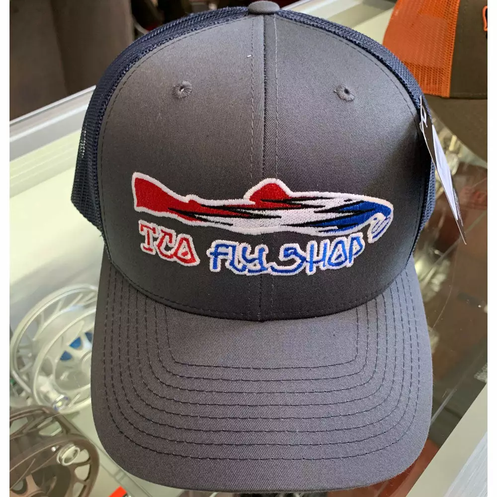 TCO Fly Shop Hat Steal Your Fish Trucker - Charcoal/Columbia Blue 2 TCO Fly Shop Hat Steal Your Fish Trucker - Charcoal/Columbia Blue - Image 2