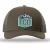 TCO Fly Shop Hat Low Pro Trucker - Crest Logo -Simms || Orvis || Patagonia Sales 2023 olive